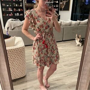 Angie Red Floral Mini Dress